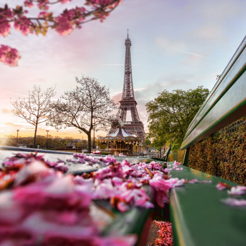 Eiffel Tower during spring time in Paris, France