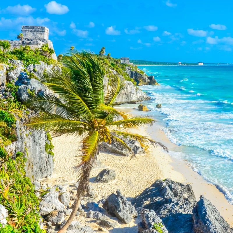 Mayan Ruins Of Tulum Beach, Mexico