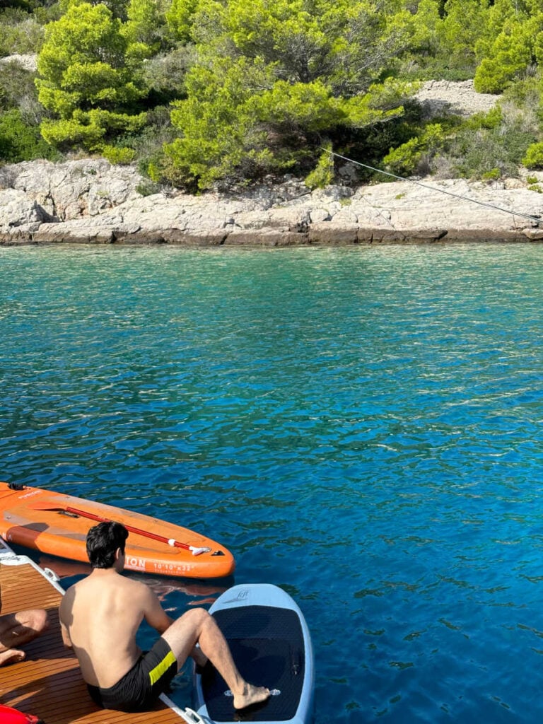 swimming off the side of the yacht in Hvar Croatia 