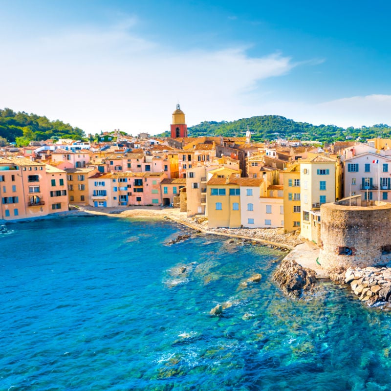 the beautiful french riviera town of st tropez on a sunny day