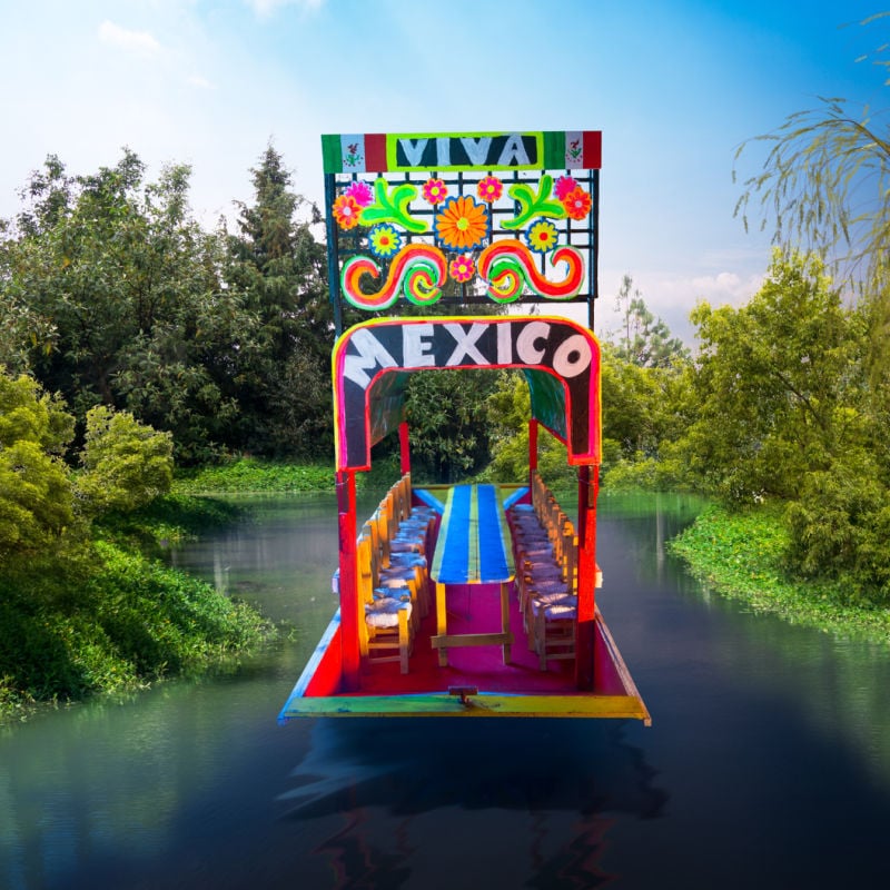 xochimilco boat on nice day