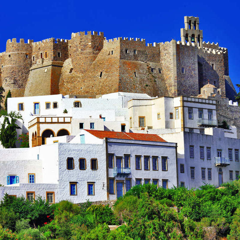 Ancient Chora Of Patmos, A Dodecanese Island Of Greece, South Eastern Europe