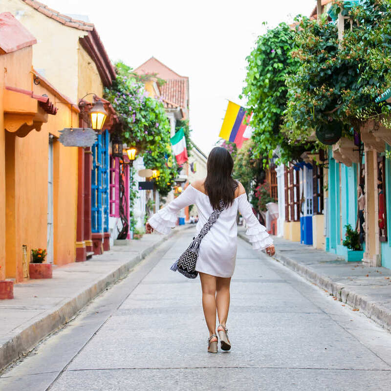 woman walking in the streets of colombia