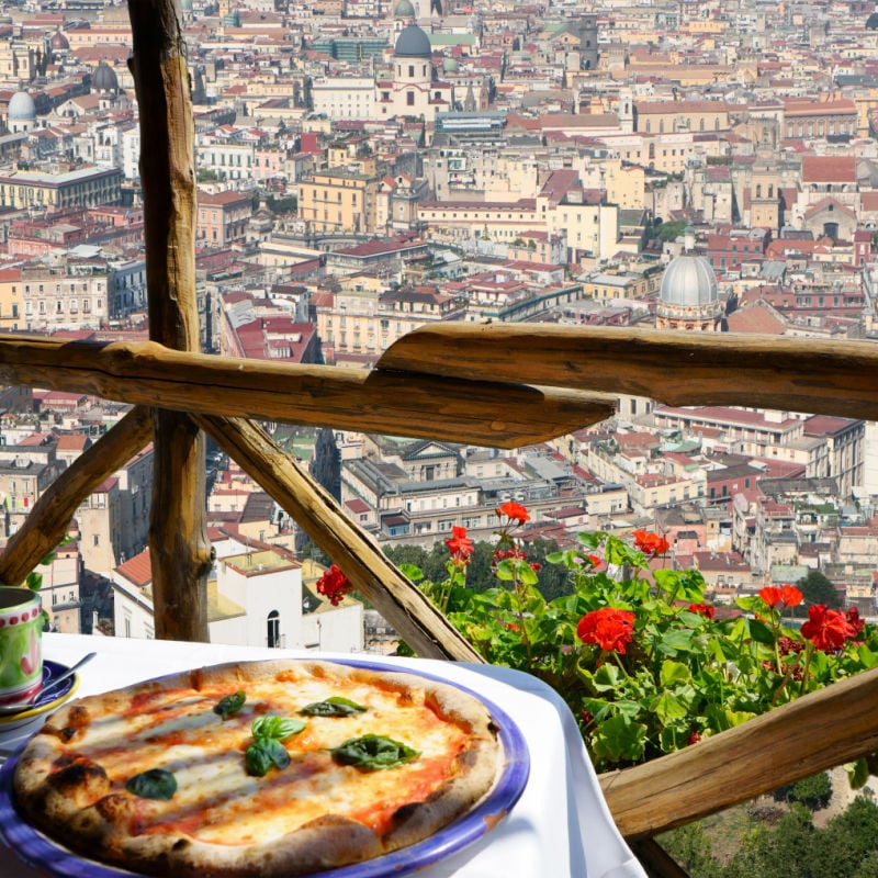 Pizza Overlooking Naples, Southern Italy, Southern Europe