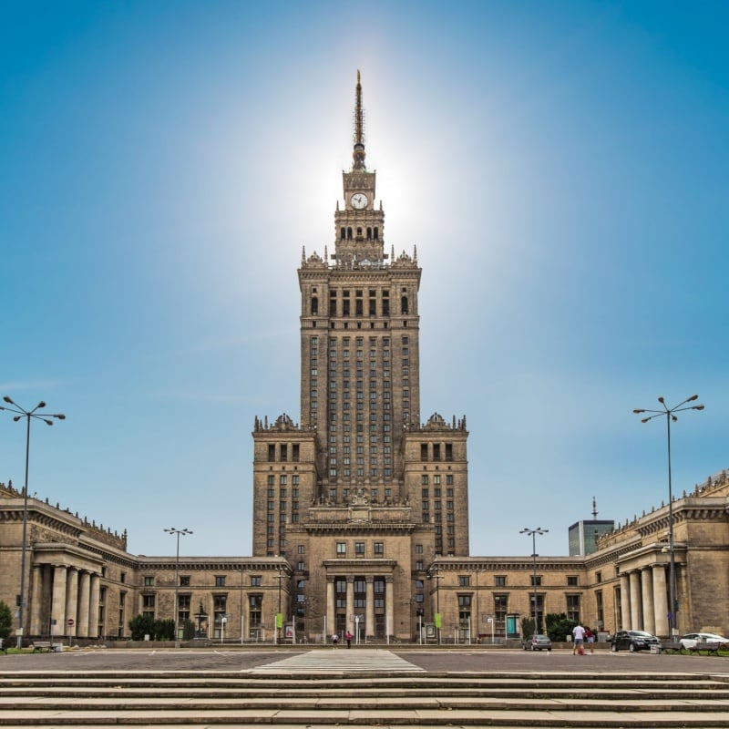 The Palace of Culture and Science, one of the main symbols of Warsaw skyline, Poland