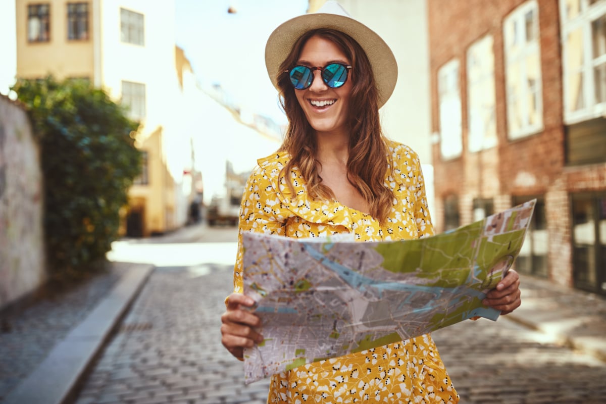 Woman Looking at Map