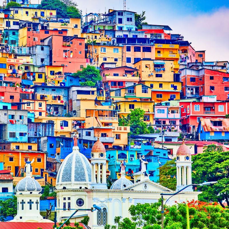 colorful houses of Las Penas on santa Anna hill district landmark of Guayaquil Ecuador in south america