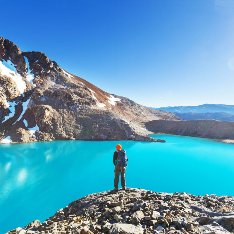 Man hiking in Patagonia, Argentina