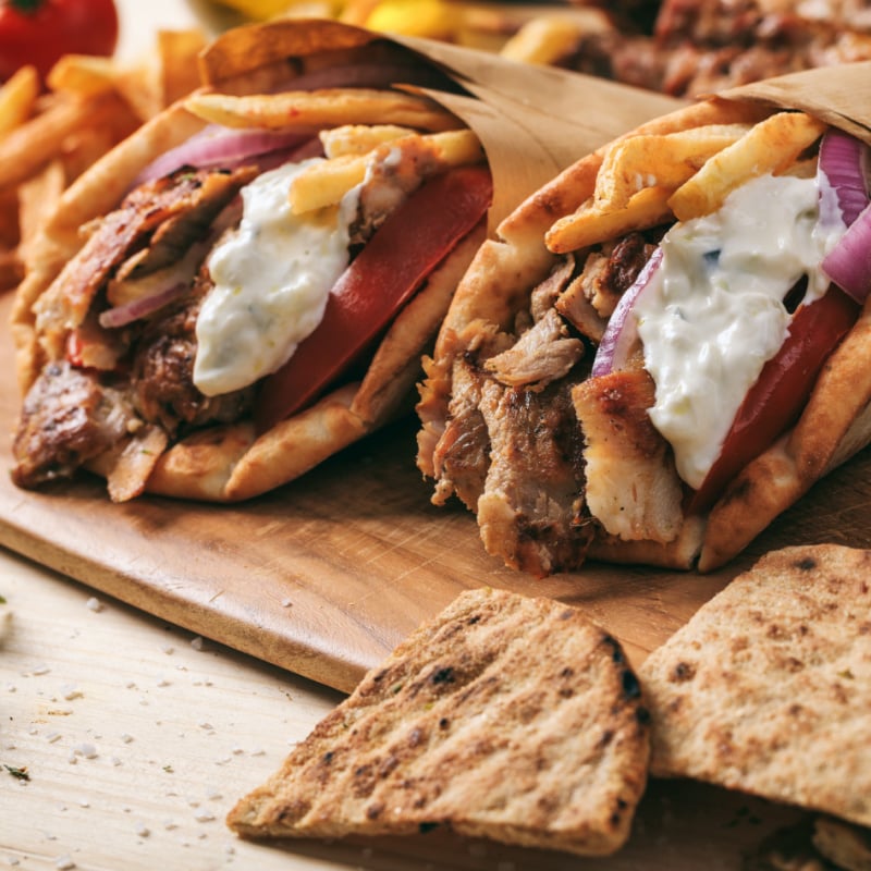 traditional Greek gyros in Thessaloniki, Greece