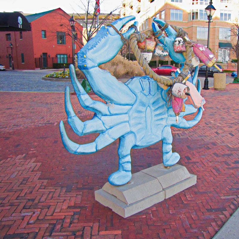 Crab street art installation in Baltimore