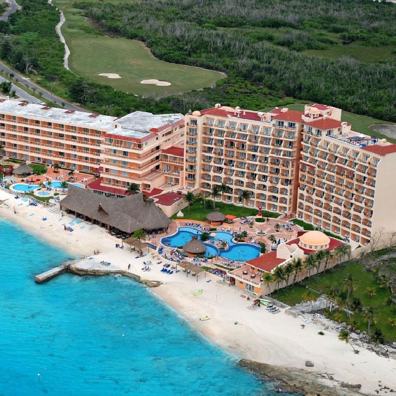 Aerial View El Cozumeleño Beach Resort In Cozumel, Mexican Caribbean, Mexico