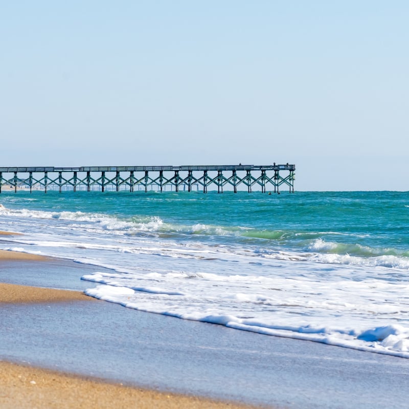 Pier and blue water at Wrightsville Beach