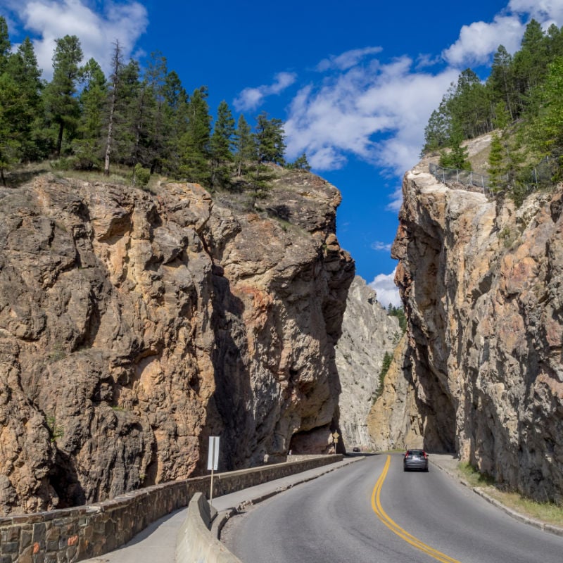 Sinclair Canyon outside the village or Radium Hot Springs. Sinclair Canyon is the main pass through the Rocky Mountains in Kootenay National Park