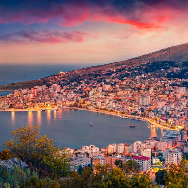 aerial view of Saranda, Albania