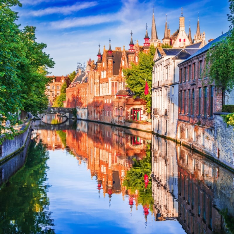 historic city center of Brugge with Groenerei Canal