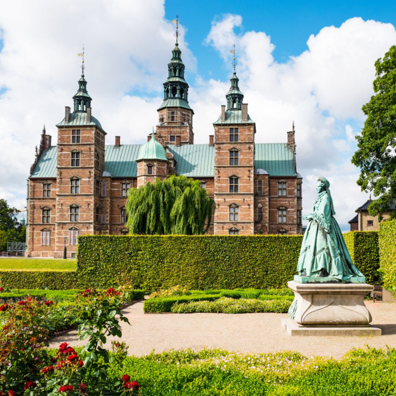 rosenborg castle viewed from beautiful gardens in copenhagen denmark