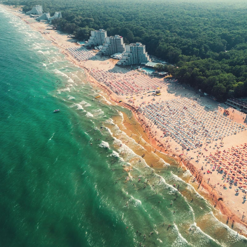 Albena, Bulgaria - aerial view of beach