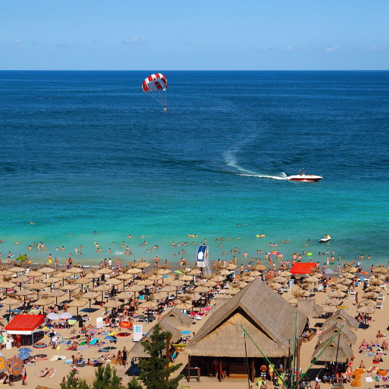 Busy beach at Golden Sands, Bulgaria