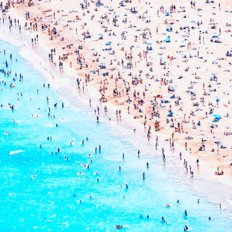 Crowded beach in Spain