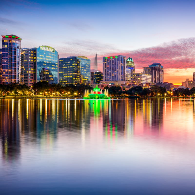 Downtown Orlando at dusk