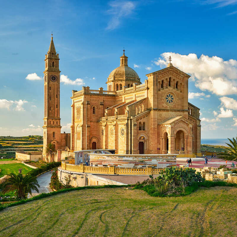 Historic Basilica In Gozo, An Island In Malta, Mediterranean Sea, Southern Europe