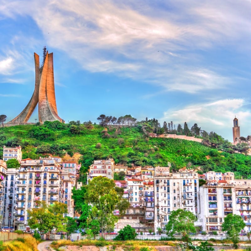 Martyrs Memorial on hilltop in Algiers, Algeria