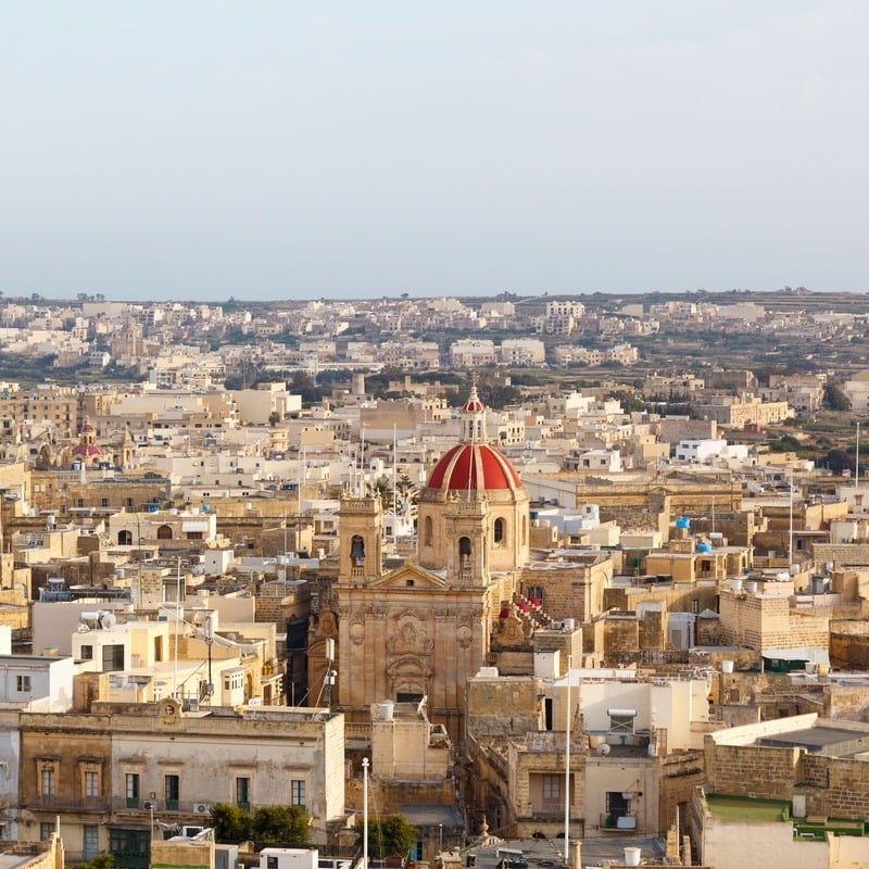 Panoramic View Of Victoria, The Capital City Of The Maltese Island Of Gozo, Part Of The Country Of Malta, Mediterranean Europe