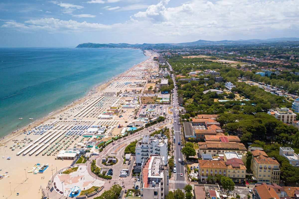 Aerial View Of Rimini, Adriatic Coastline Of Italy, Southern Europe