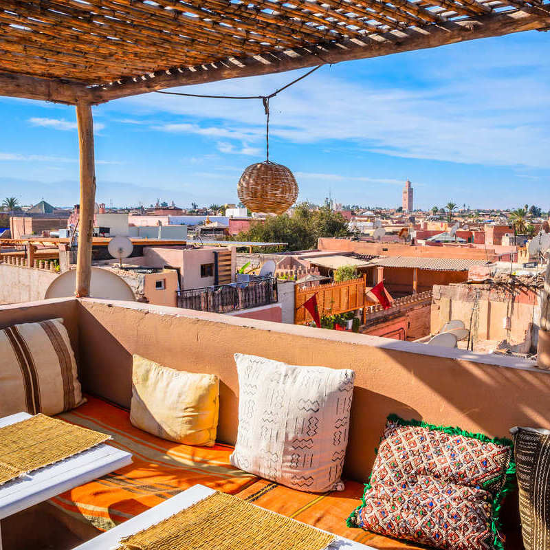 View Of The Marrakech Medina From A Rooftop Cafe, Marrakech, Morocco, North Africa