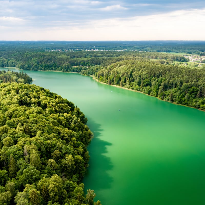 View of beautiful Balsys Lake at Verkiai Regional Park