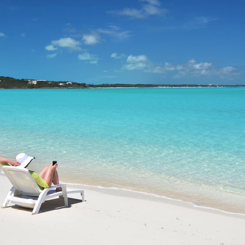 Woman sunbathing in Paradise Island, Bahamas