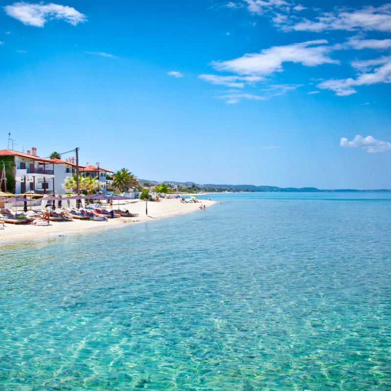 Beach in Pefkochori, Halkidiki, Greece