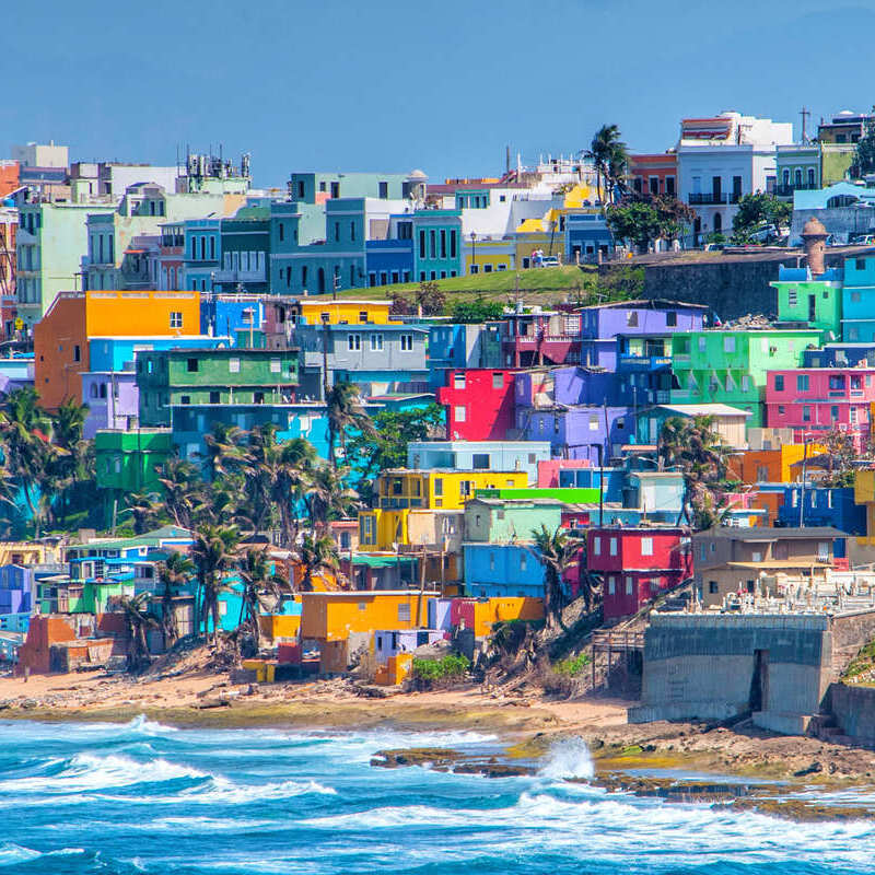 Colorful Houses In San Juan, Puerto Rico, Latin America, United States