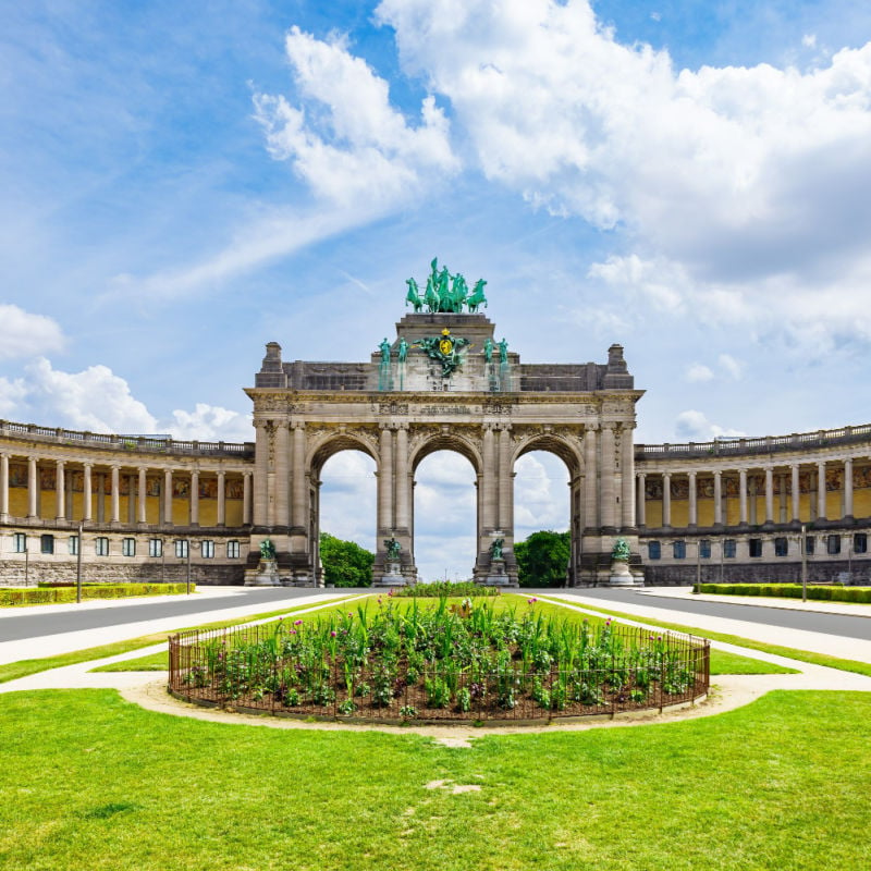 The Cinquantenaire Memorial Arcade in the centre of the Parc du Cinquantenaire, Brussels, Belgium