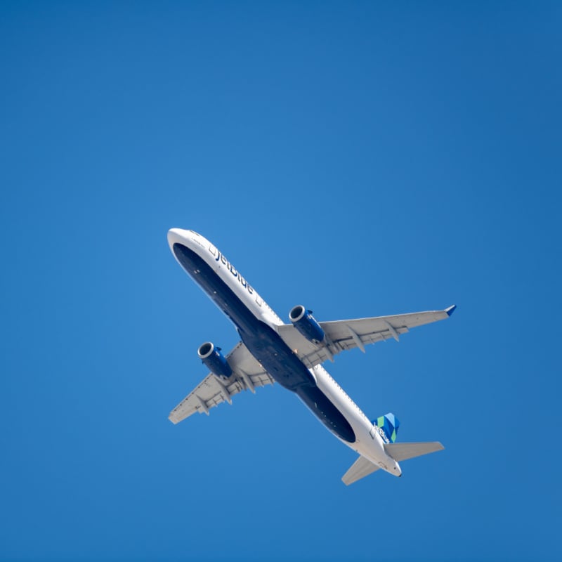 Underbelly of JetBlue Plane