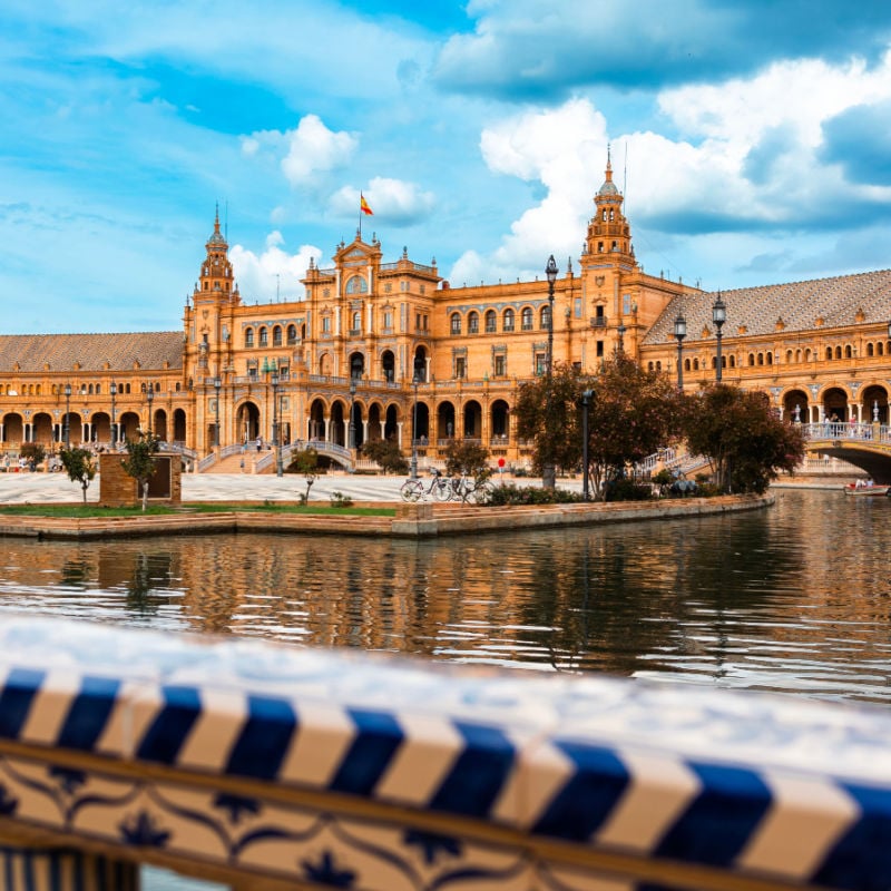 plaza de espana in seville spain on sunny day