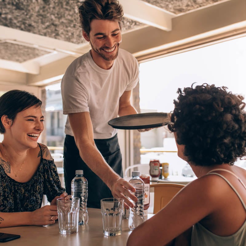 People enjoying the service at a restaurant