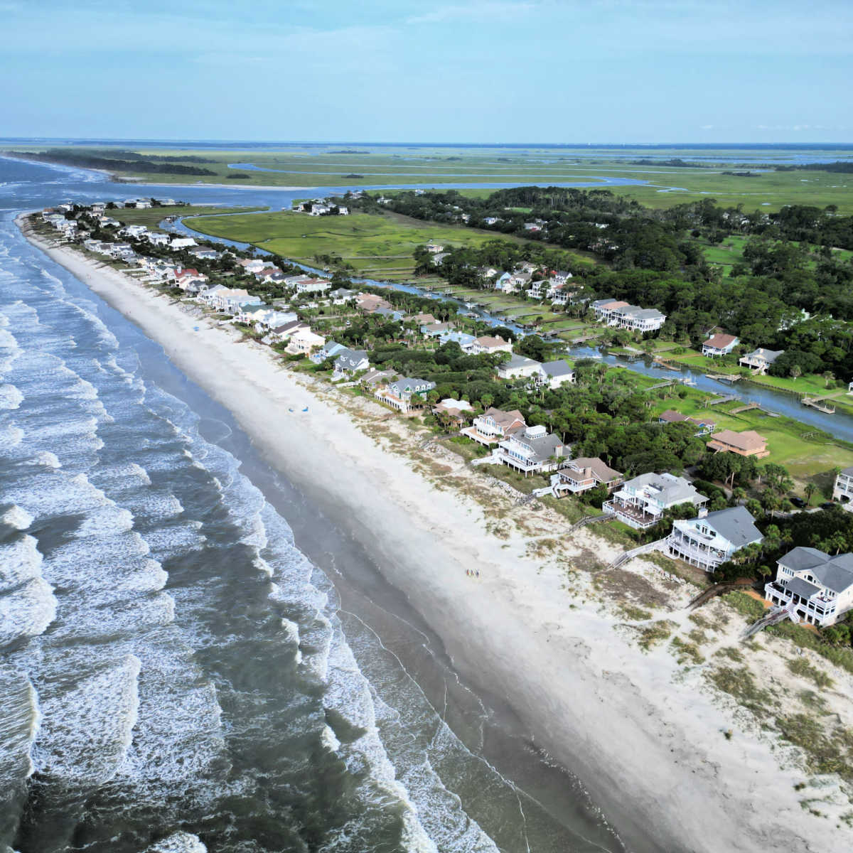 Aerial drone shot of Fripp Island beach in South Carolina taken by Managing Editor Tyler Fox July 25th, 2024