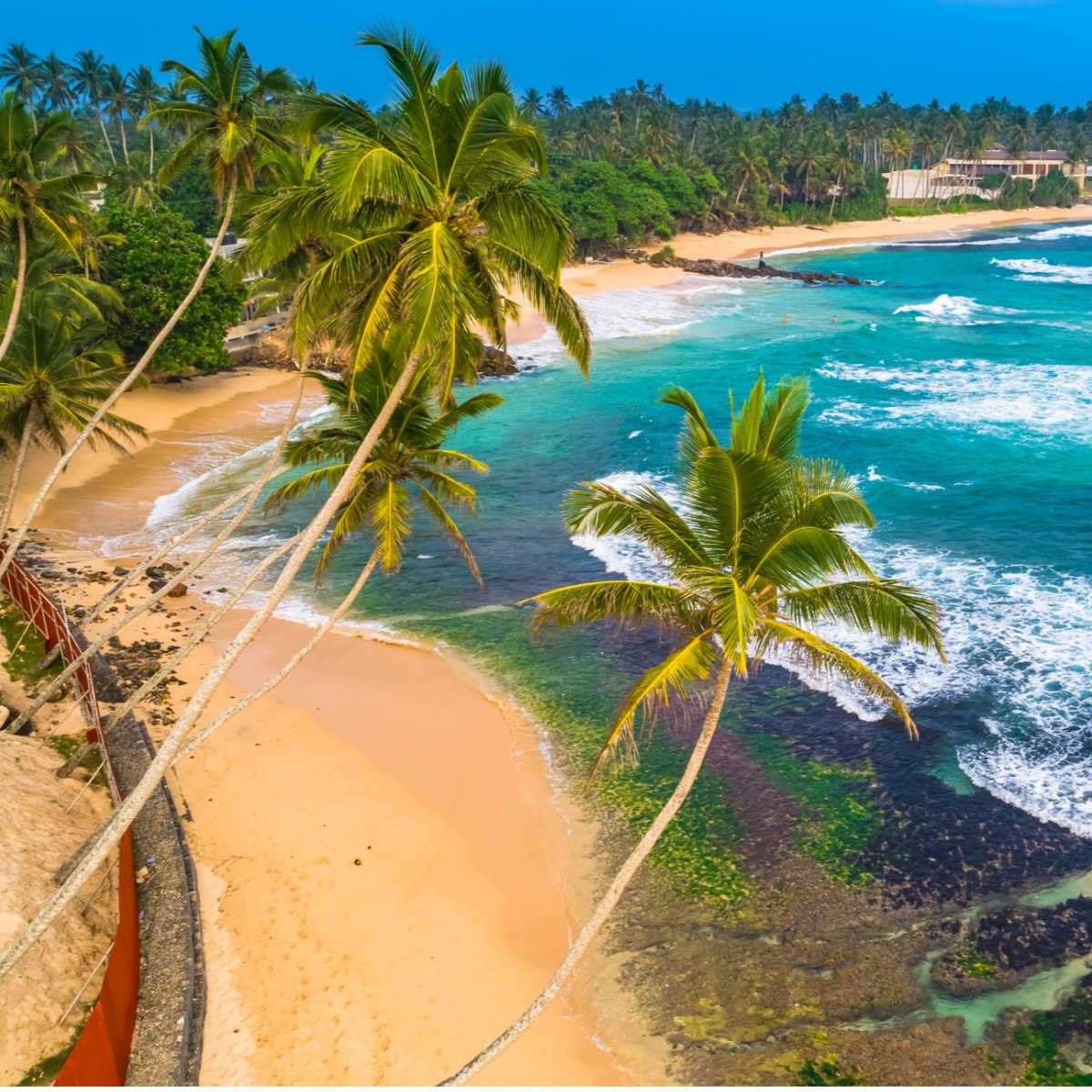 Beach view in Unawatuna, Sri Lanka.