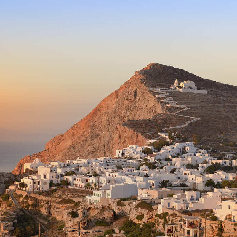 Chora, The Main Town In Folegandros, Cyclades Island Group In Greece, Southern Europe