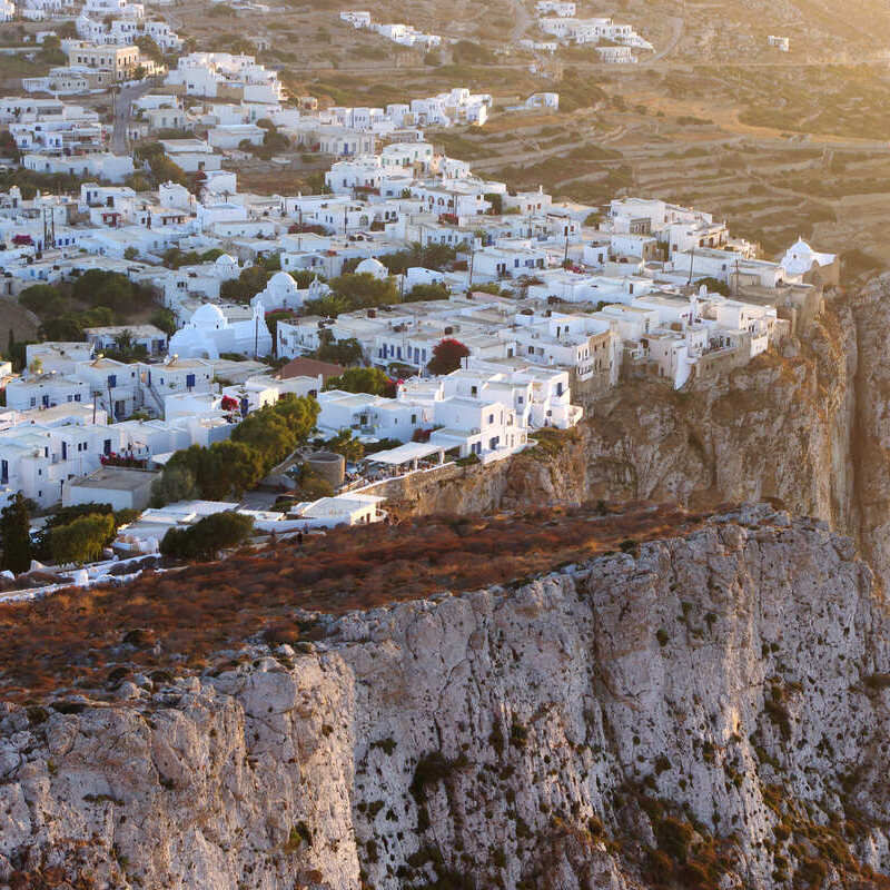 Cliffside Town Of Chora In Folegandros, Greece, Southern Europe