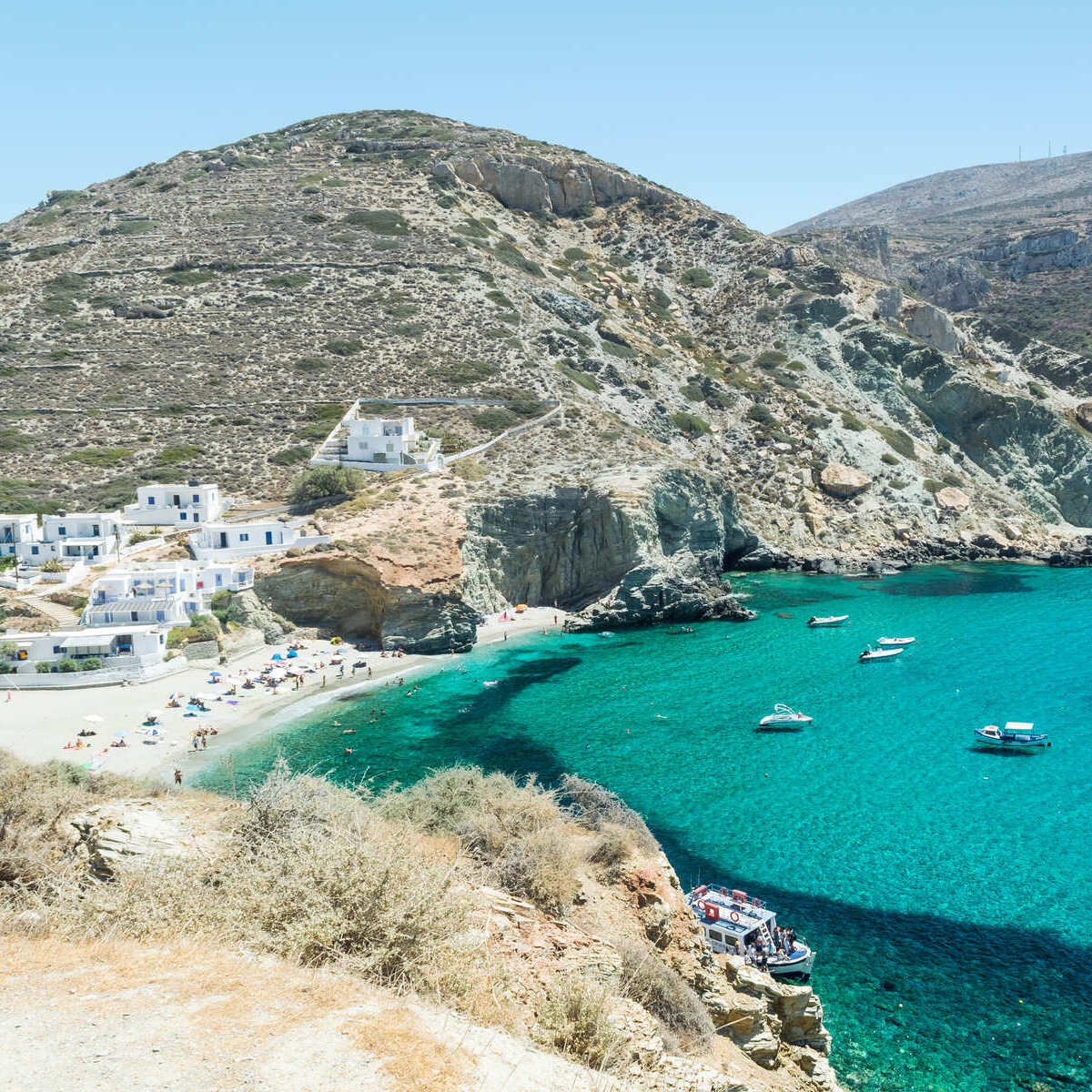 Picturesque Beach In Folegandros, Bounded By The Aegean Sea, Part Of The Mediterranean, Greece, Southern Europe