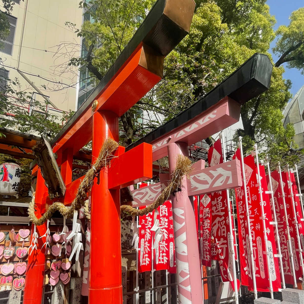 A pink tori gate at Ohatsu Tenjin Shrine in Osaka (Image credit: Tor Brierley) 