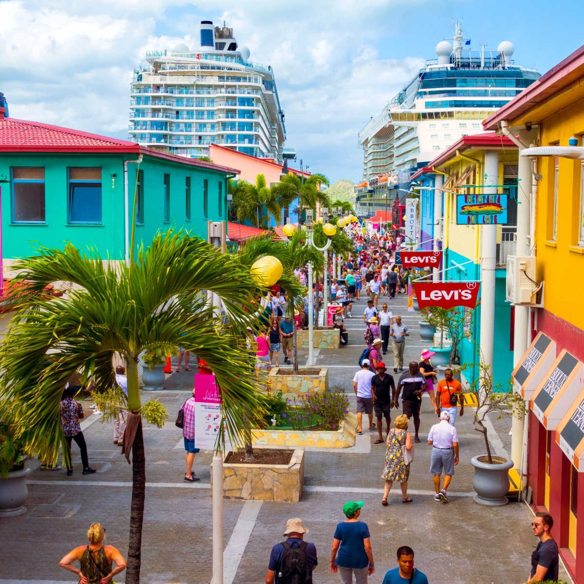 Saint John Antigua with cruise ships in the background