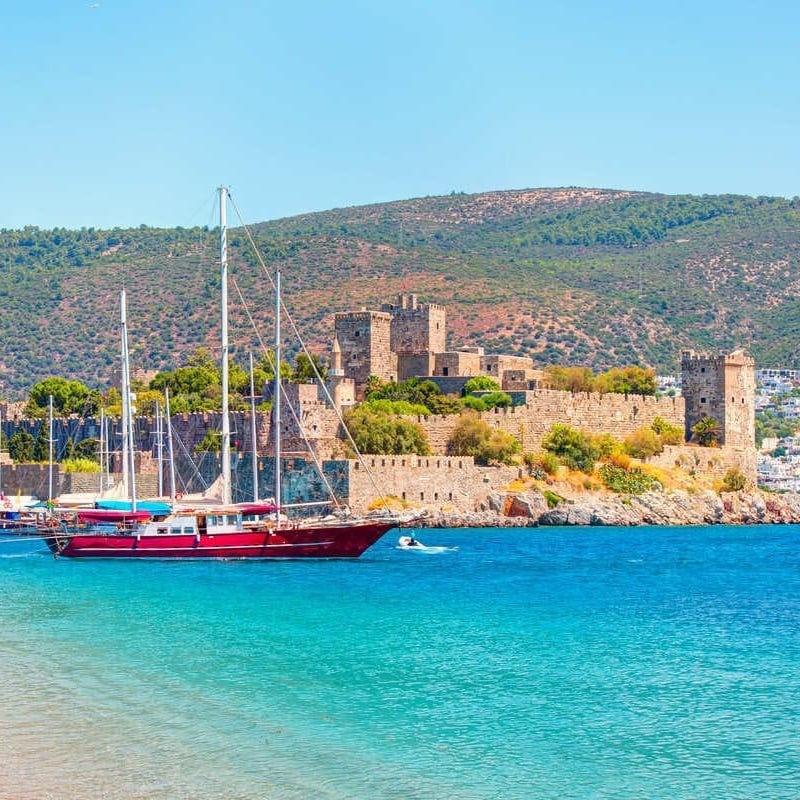 View Of Saint Peter Castle In Bodrum, On The Turkish Mediterranean Coast, Turkiye, Turkey