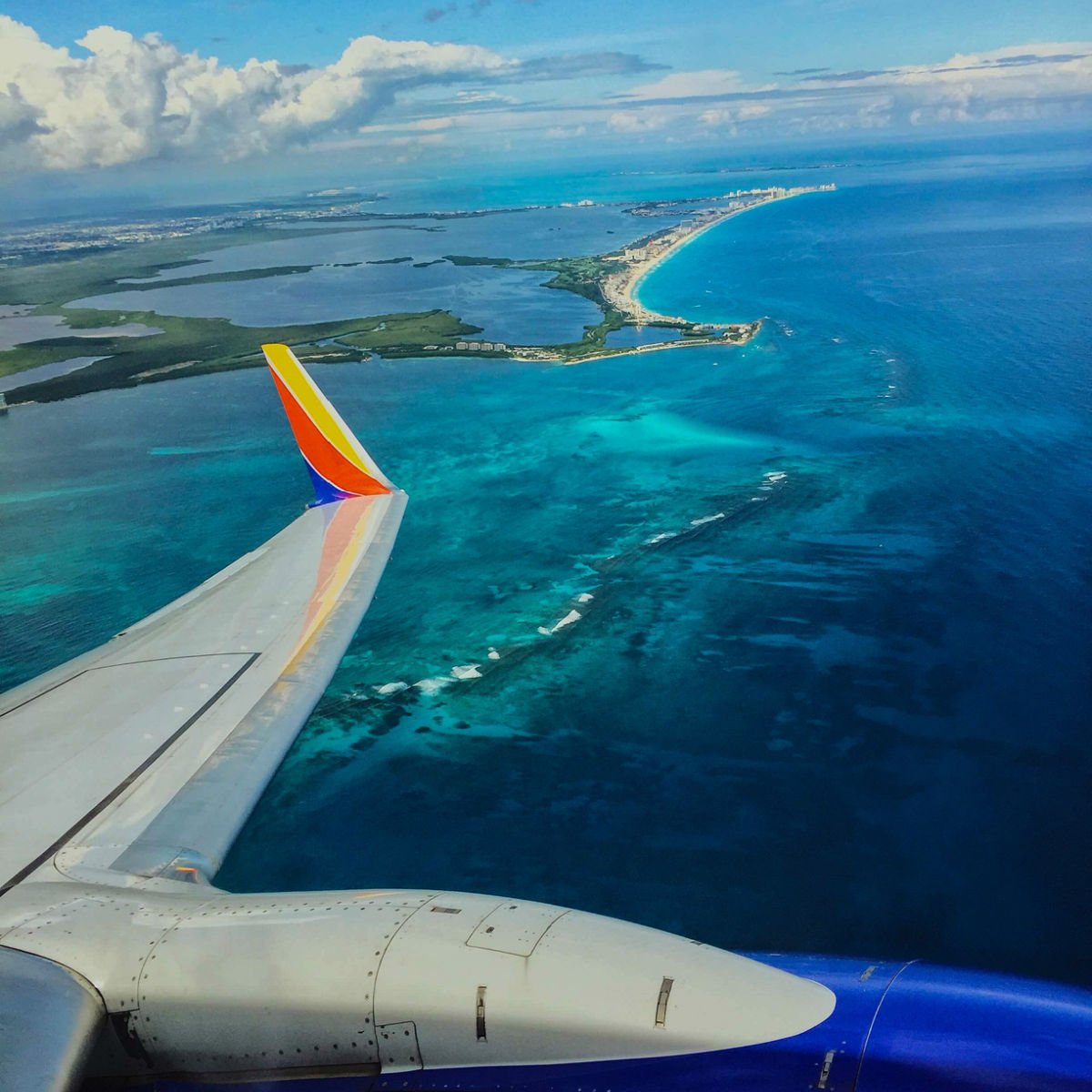 View of Cancun from Southwest flight