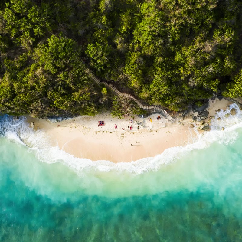 Aerial view of a beach in Bali, Indonesia