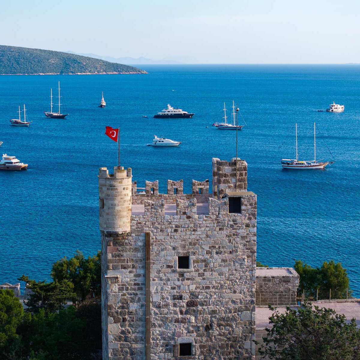 Bodrum Castle In Turkiye, Mediterranean Sea