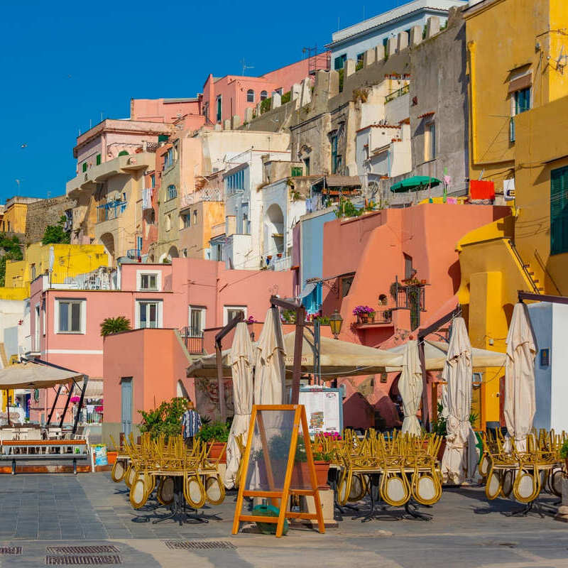 Colorful Houses In Procida, Italy, Southern Europe