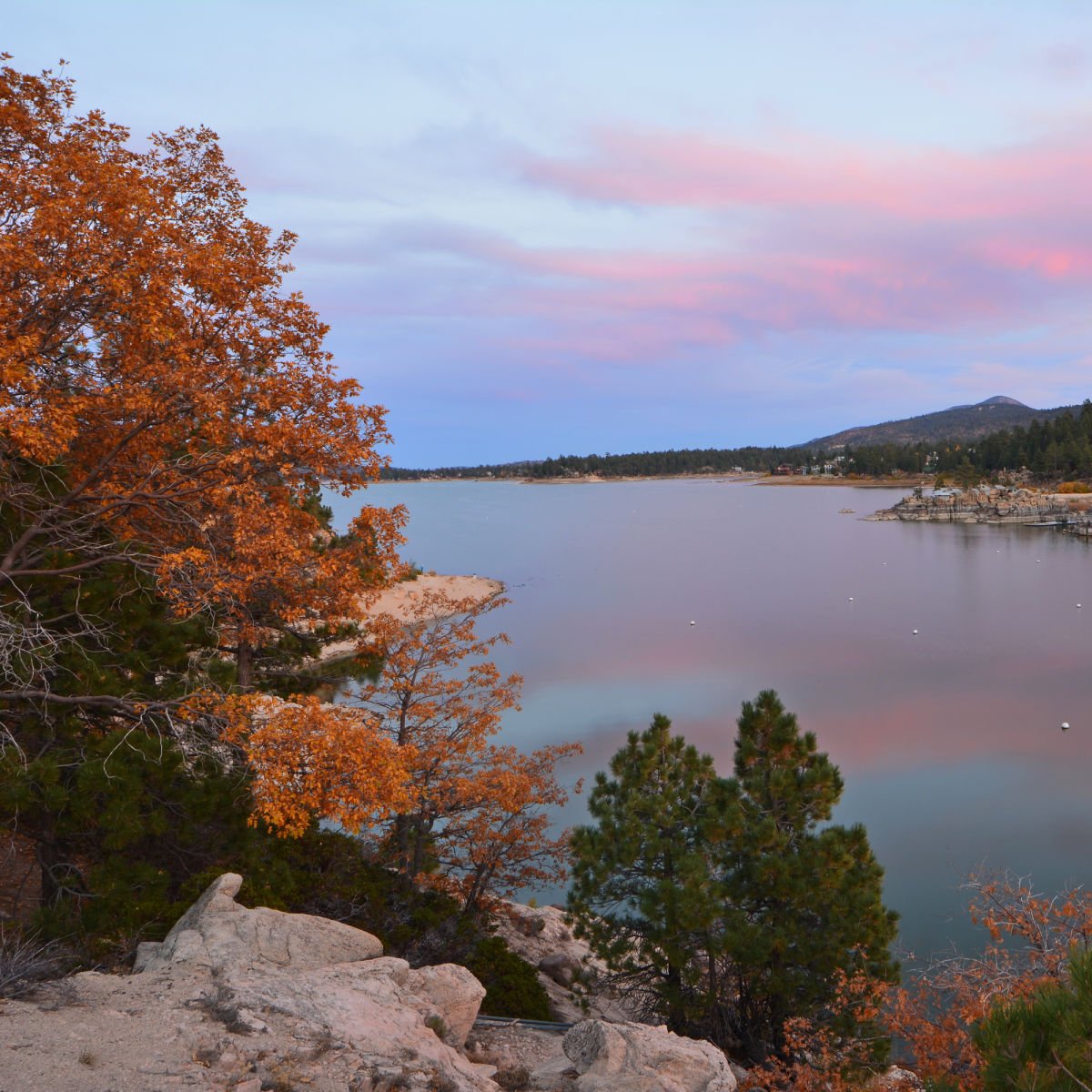 Fall foliage along Big Bear Lake